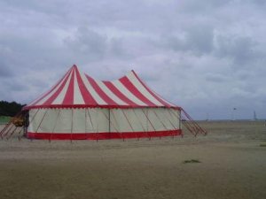 Hofnar tweemaster op zand